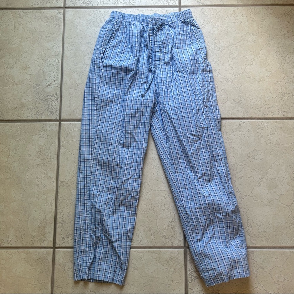 Men's Small Nautica Blue/White Plaid Pajama Pants Lounge Sleepwear